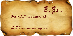 Benkő Zsigmond névjegykártya